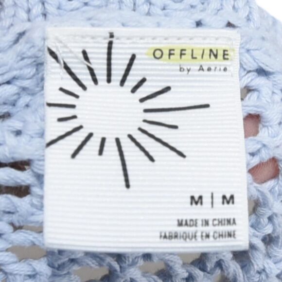 Aerie Light Blue Cropped Open Knit Sweater Soft Girl Cozycore M - Picture 6 of 6